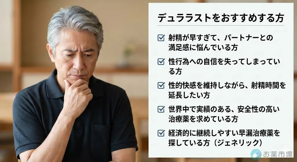 デュララスト　有効成分ダポキセチンの早漏防止薬