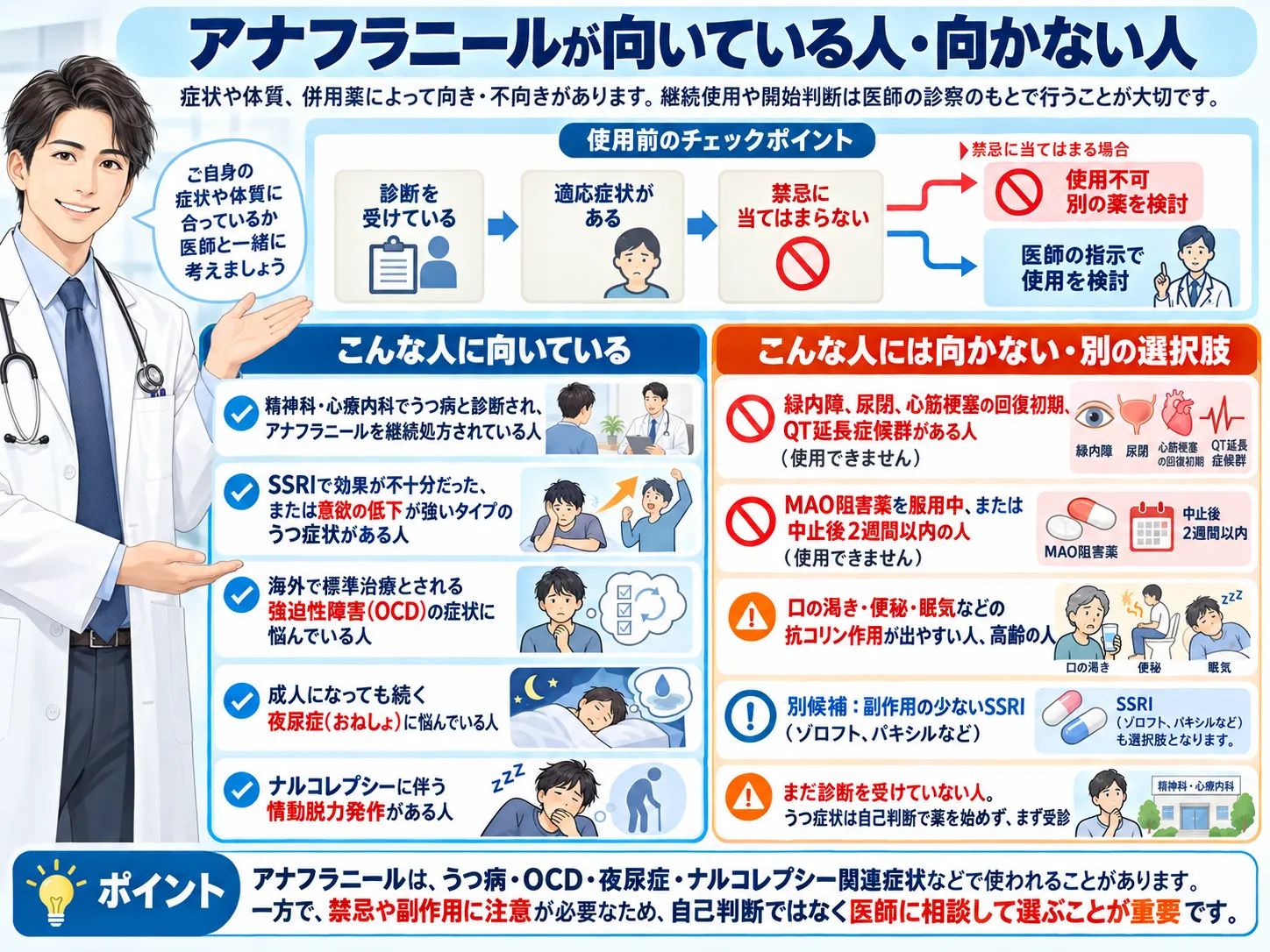 アナフラニールが向いている人・向かない人