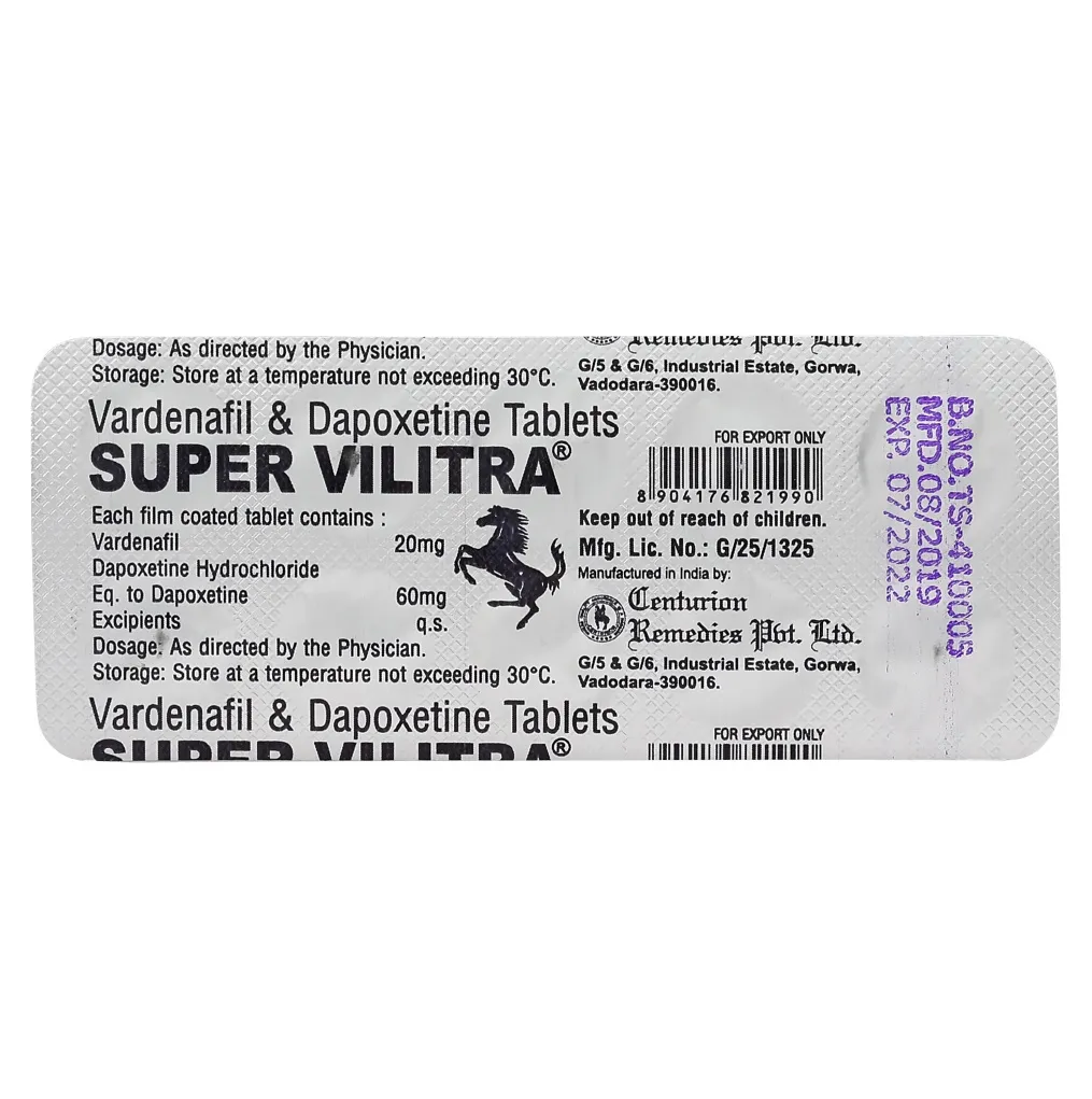 スーパービリトラ(バルデナフィル20mg+ダポキセチン60mg)|ED治療薬+早漏改善を1錠でケア 2